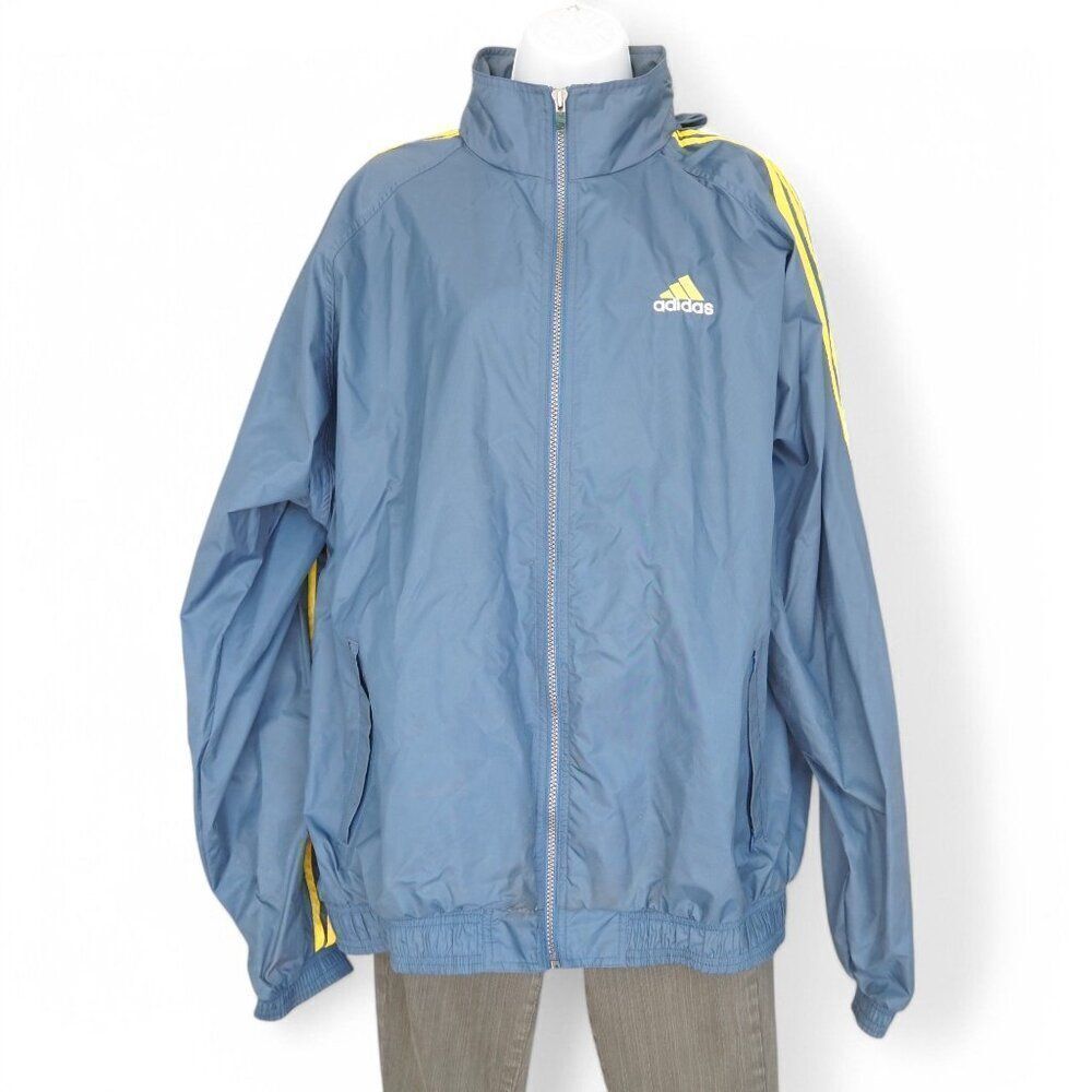 Adidas Vintage Y2K Lightweight Windbreaker‎ Jacket Navy / Yellow Men's L
